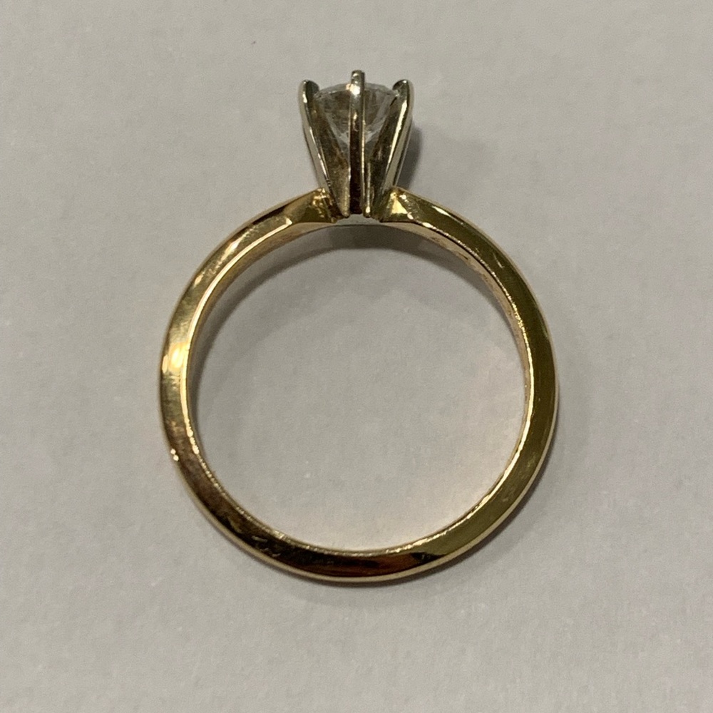 14k Yellow Gold Solitaire Diamond Ring - Picture 7 of 10